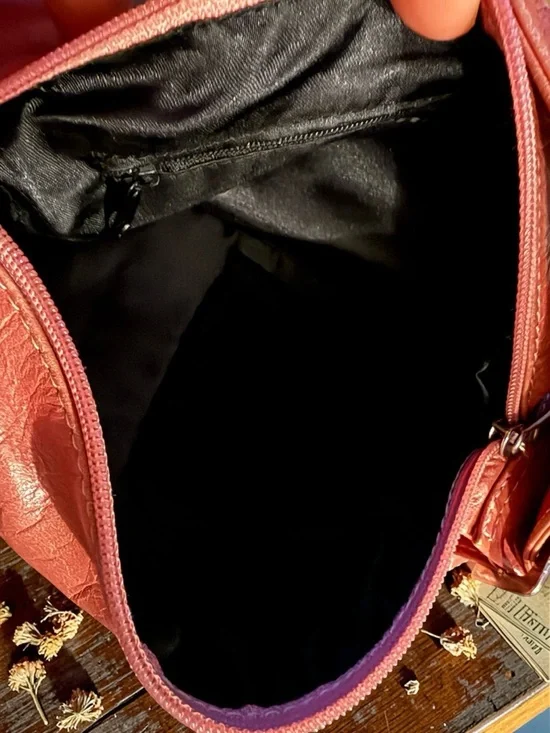 Vintage 90s Y2K Jenny VERA PELLE made in ITALY Pink Leather Hobo Bag - Picture 11 of 16